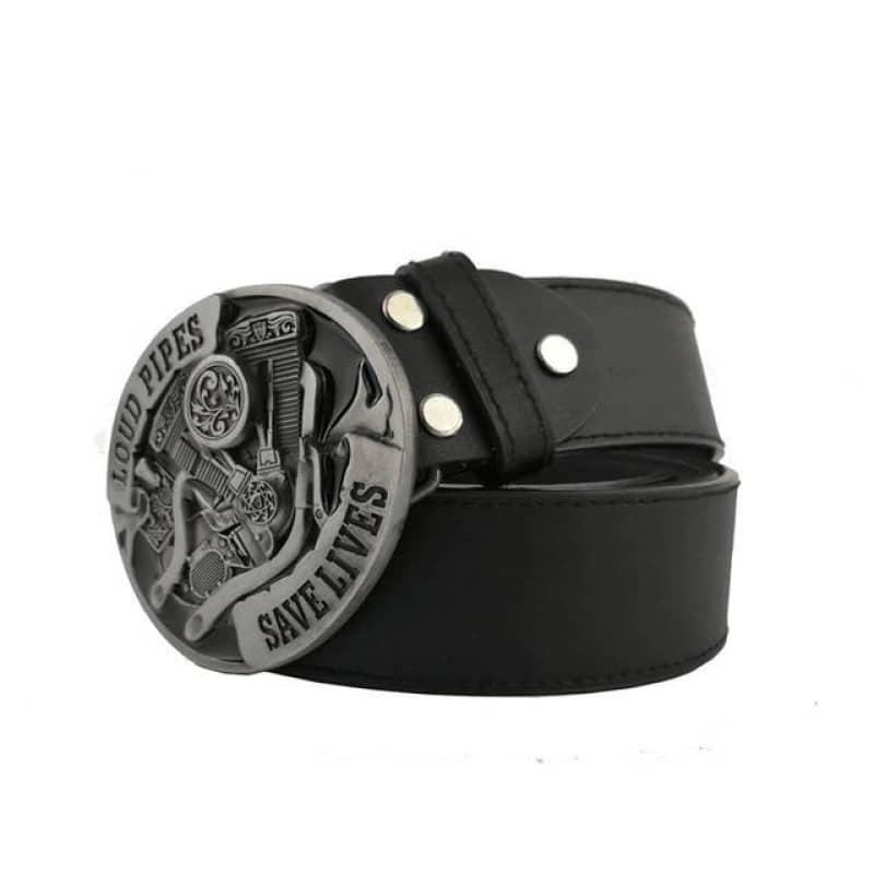 Ceinture Motard en Cuir pour Homme Biker avec Tete de Mort