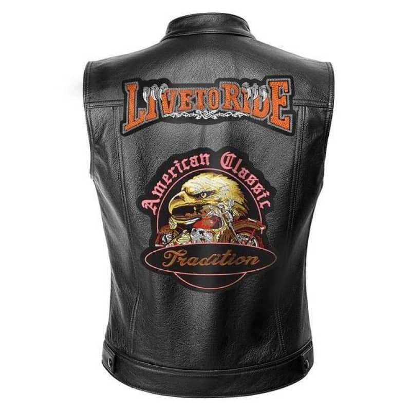 Gilet de Moto Sans Manche en Simili cuir American Classic