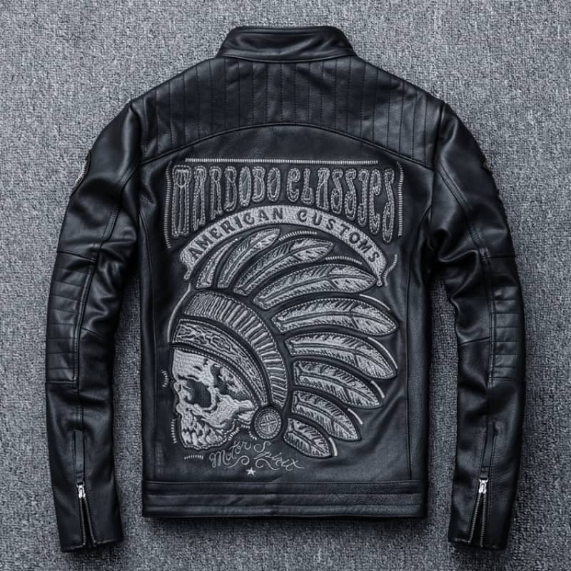 Veste blouson en cuir noir Pour Homme Boutique biker