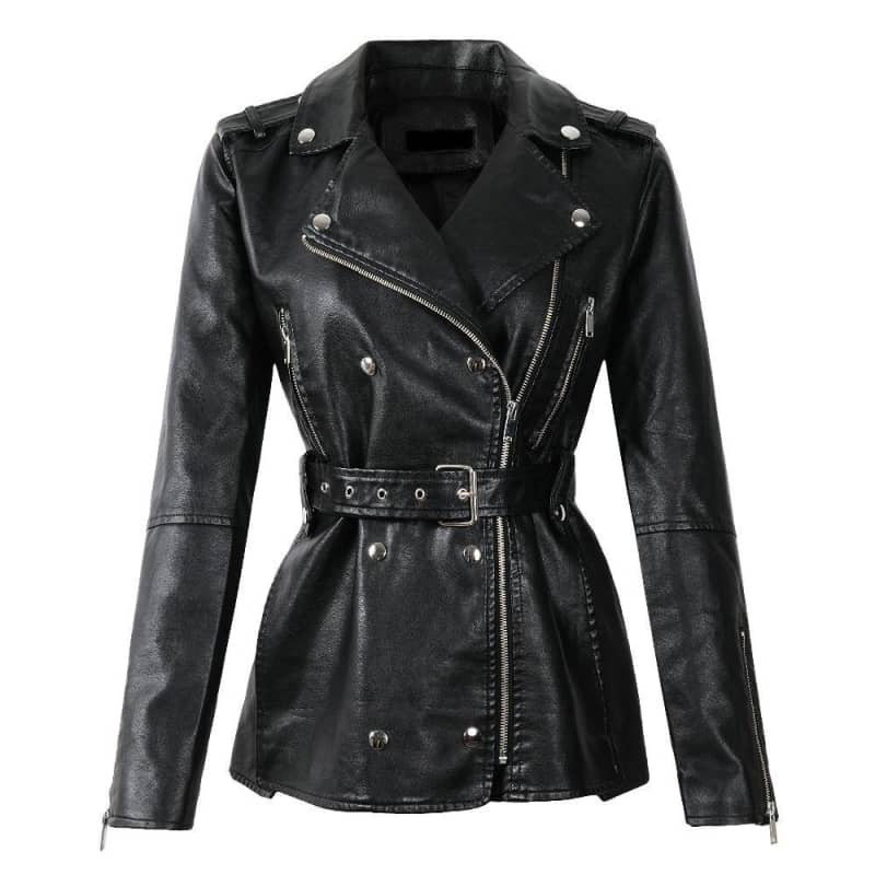 Veste en Simili Cuir Mi longue Pour Femme Boutique biker