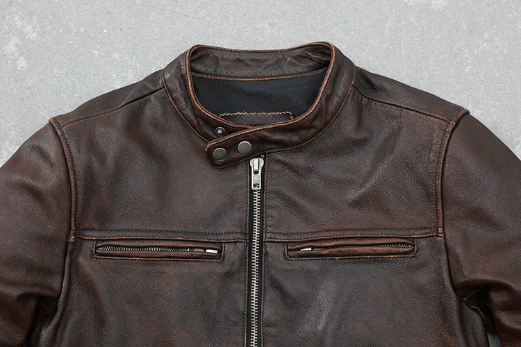 Blouson-en-cuir-marron-pour-homme-col