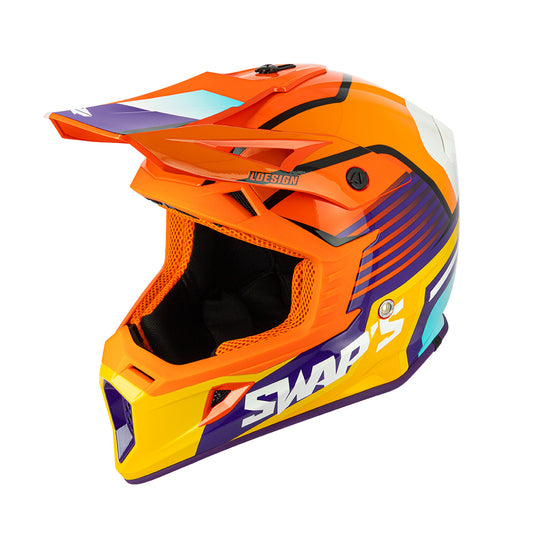 Casque-moto-cross-orange-profil