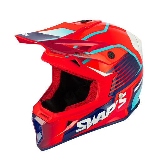 Casque-moto-cross-rouge-profil