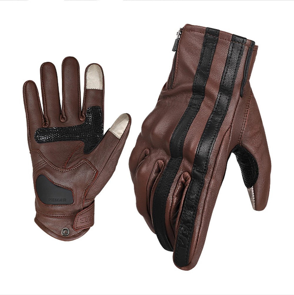 Gants moto cuir vintage marron | Boutique biker