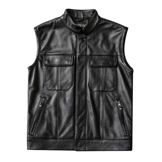 Gilet cuir biker - Type SOA