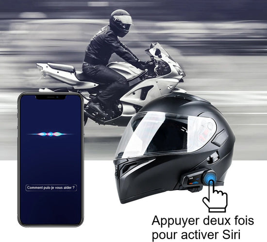 Casque Moto Equipé Bluetooth/Intercom Livré Avec Le Kit Monté