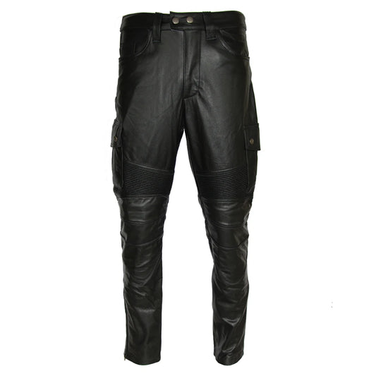 Pantalon-de-moto-en-cuir-pour-homme-motard-noir-avant