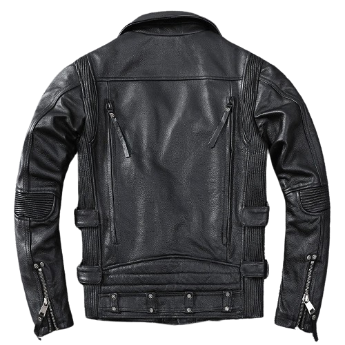 Perfecto-en-cuir-noir-cintre-pour-homme-biker-dos