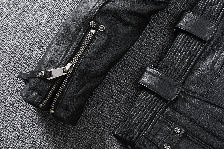 Perfecto-en-cuir-noir-cintre-pour-homme-biker-manche