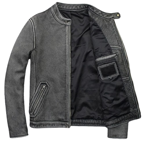 Veste-en-cuir-biker-pour-homme-gris