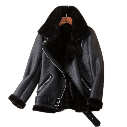 Veste biker fourrure femme