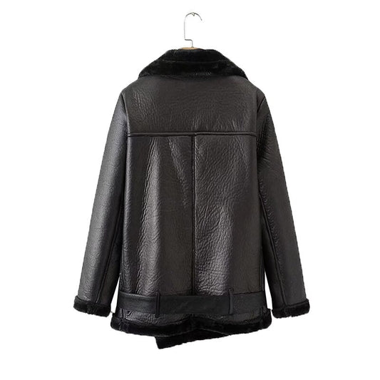 Veste biker fourrure femme