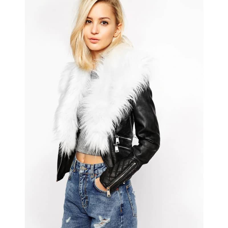 Veste blanche fourrure discount femme