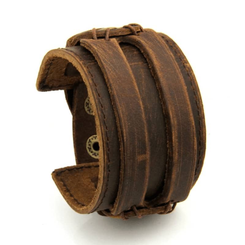 Bracelet cuir marron homme | Boutique biker