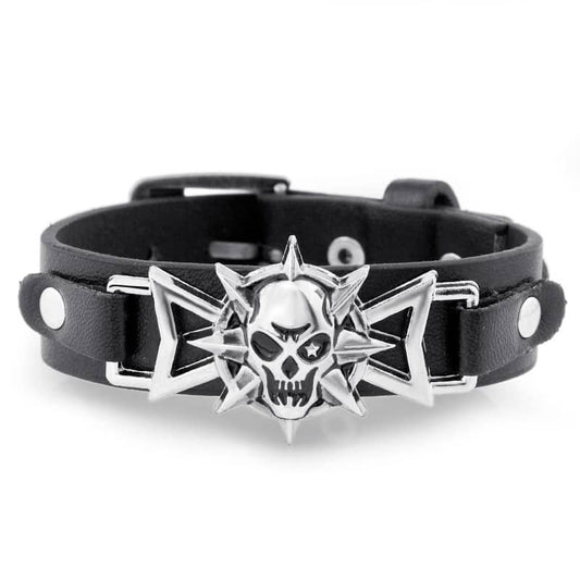 Bracelet cuir tete mort | Boutique biker