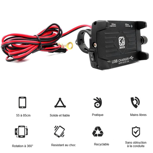 Support téléphone moto chargeur | Boutique biker