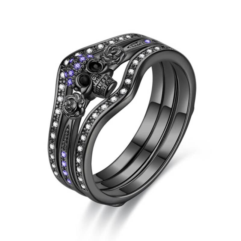 Bague T te de Mort Noir et Argent en Acier Pour Femme Boutique biker