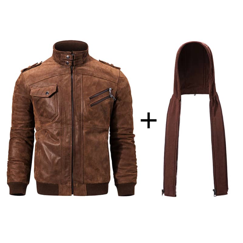 Veste en cuir avec capuche homme hot sale