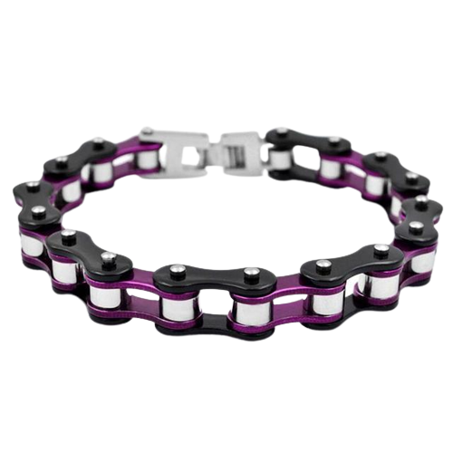 Bracelet biker chaine de moto violet | Boutique biker