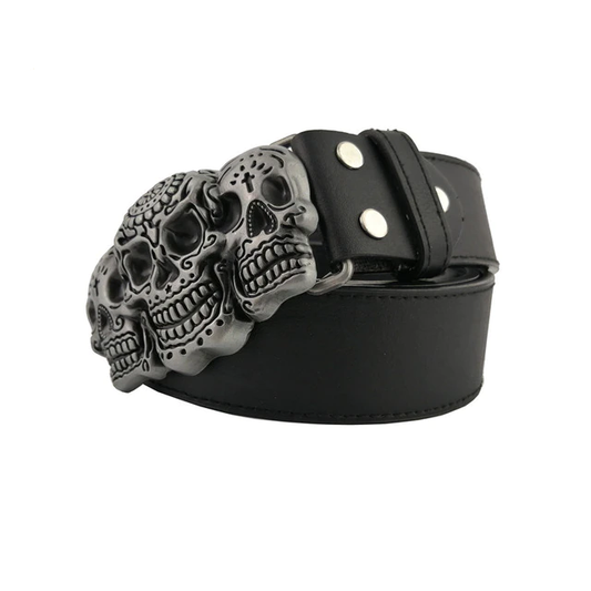 Ceinture cuir homme tete de mort | Boutique biker