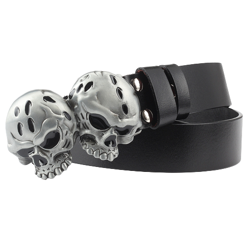 Ceinture double tête de mort homme | Boutique biker