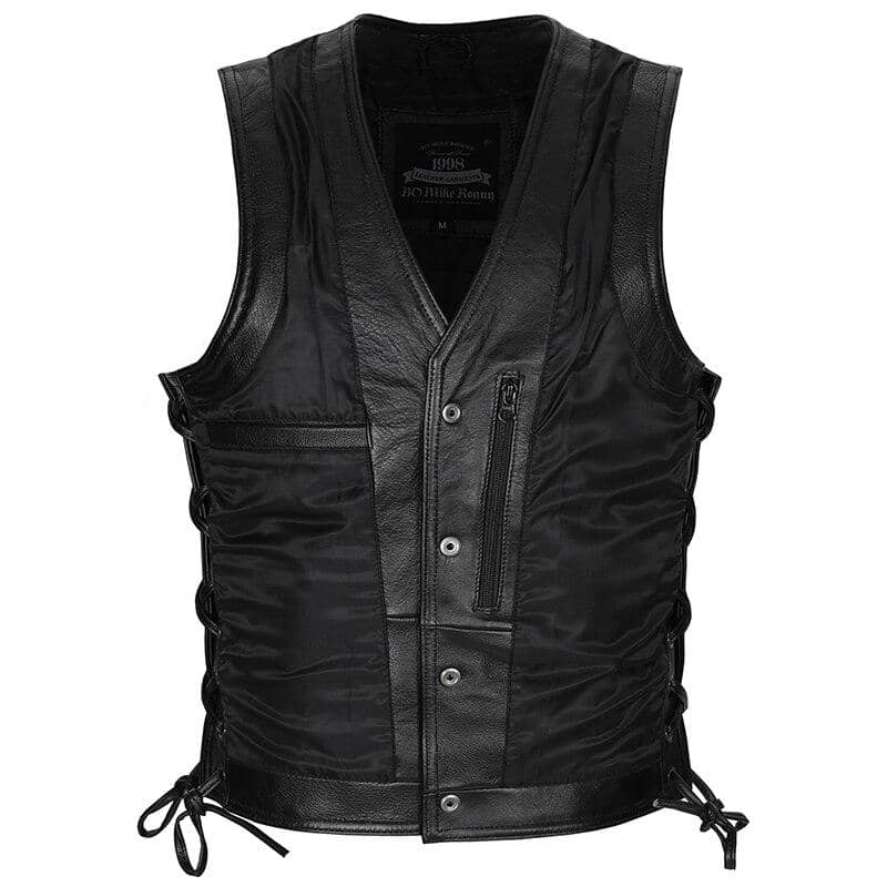 Gilet biker cuir Live fast - Gilet