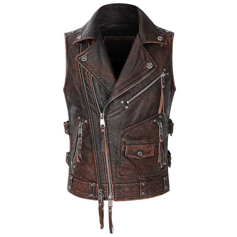 Gilet cuir biker online grande taille