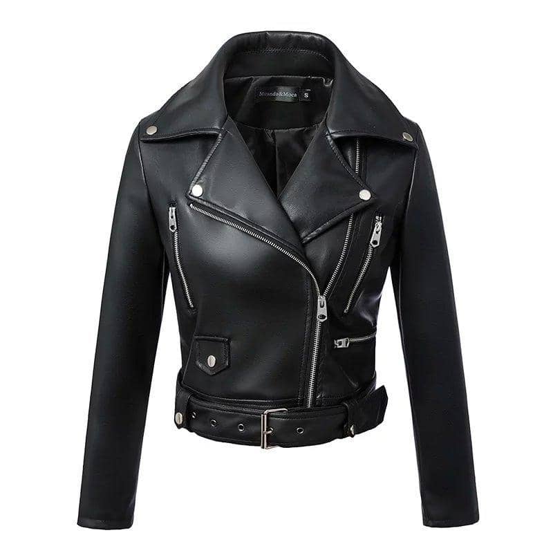 Veste et Blouson Style biker en Simili Cuir Fourrure pour Femme