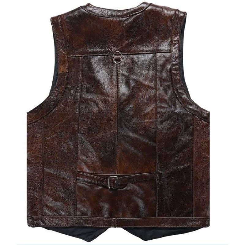 Gilet cuir marron | Boutique biker