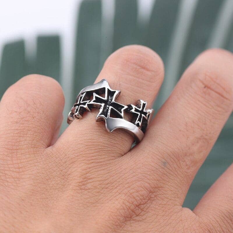 Bague en Acier Inoxydable Croix Gothique Boutique biker