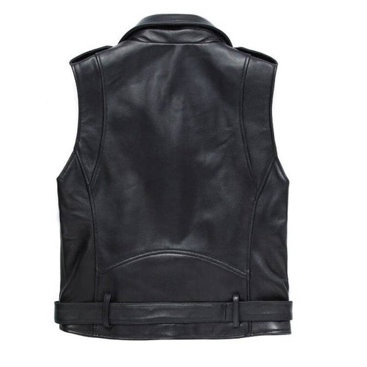 veste de cuir sans manche pour femme