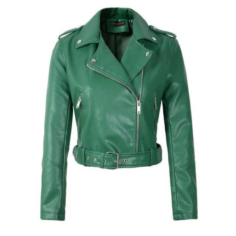 Blouson Veste biker Noir en Simili Cuir pour Femme