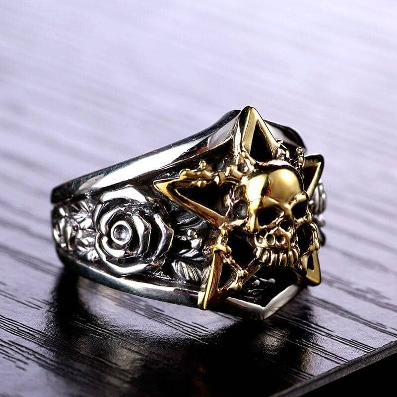 Bague biker en Argent avec T te De Mort pour Homme Boutique biker