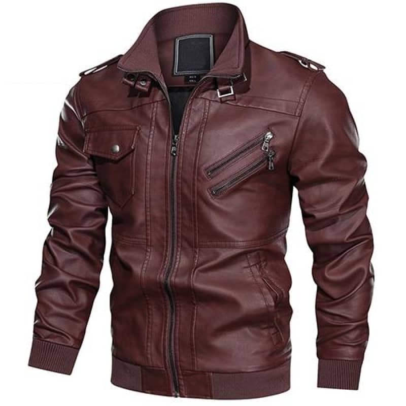 Blouson bordeaux simili cuir | Boutique biker