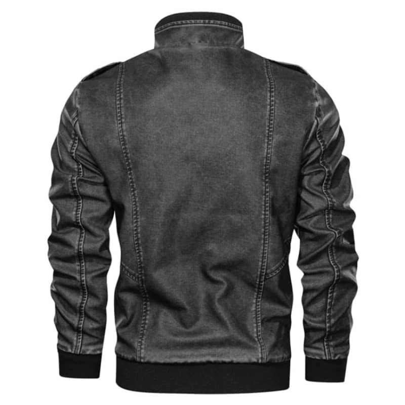 Blouson veste en Simili Cuir Gris pour Homme Boutique biker