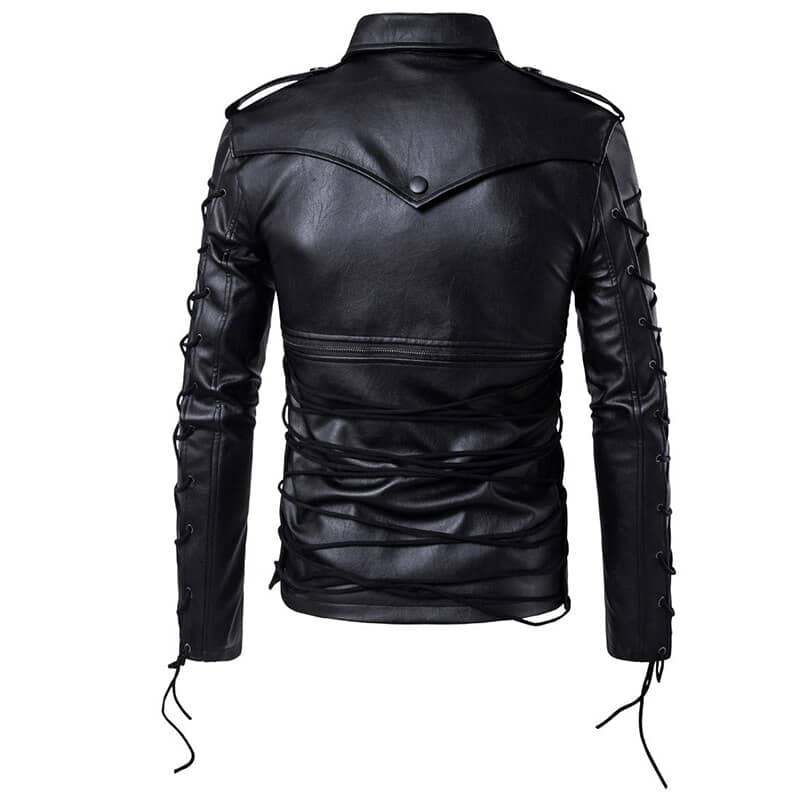 Blouson Veste en Simili Cuir Noir pour Homme Boutique biker