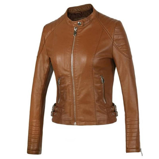 Veste biker marron femme | Boutique biker