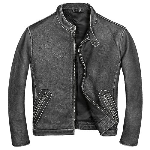 Blouson biker gris en cuir | Boutique biker