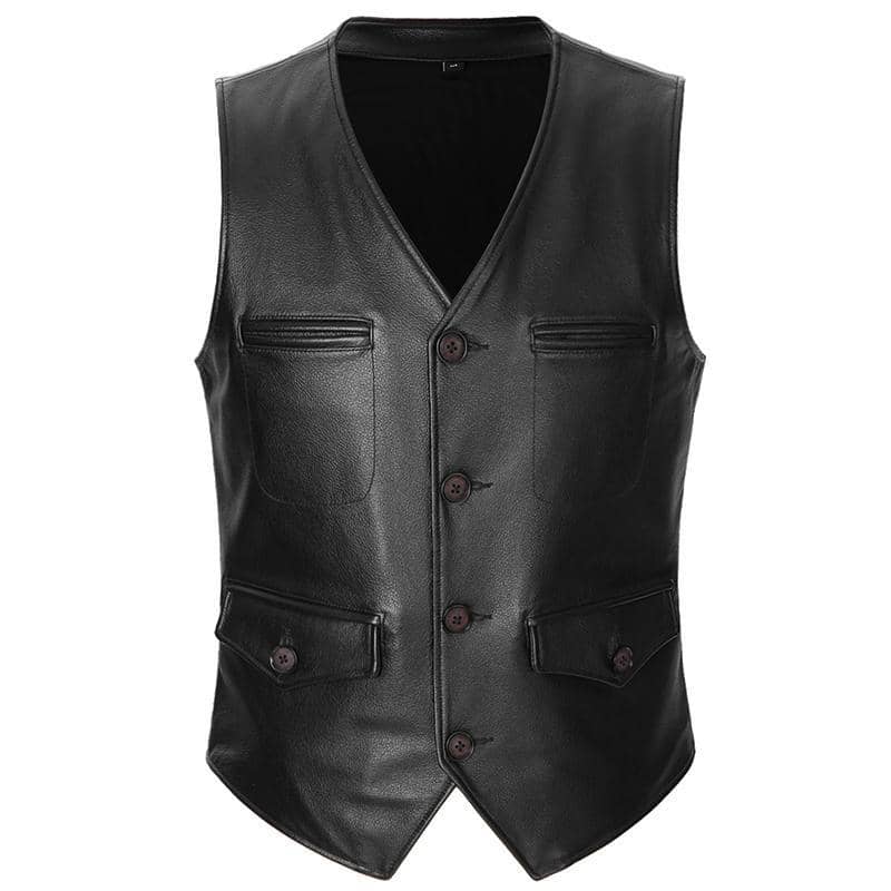 Veste Sans Manche en cuir Pour Homme Motard et Biker