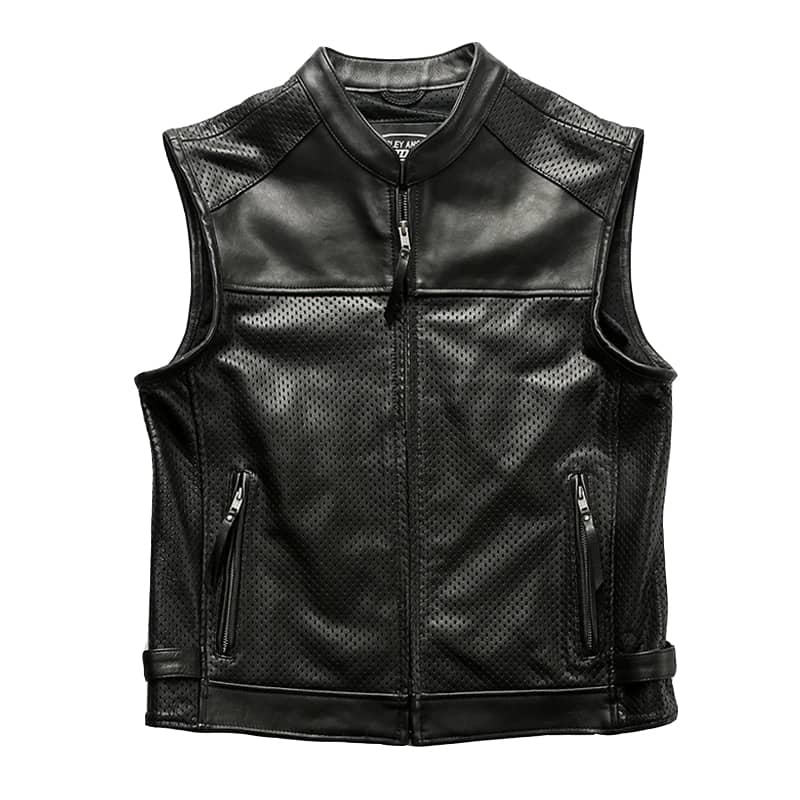 Gilet Veste Cuir Sans Manche Pour Homme Motard et Biker