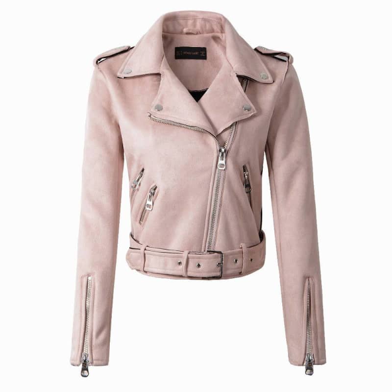 Veste et Blouson Style biker en Simili Cuir Fourrure pour Femme